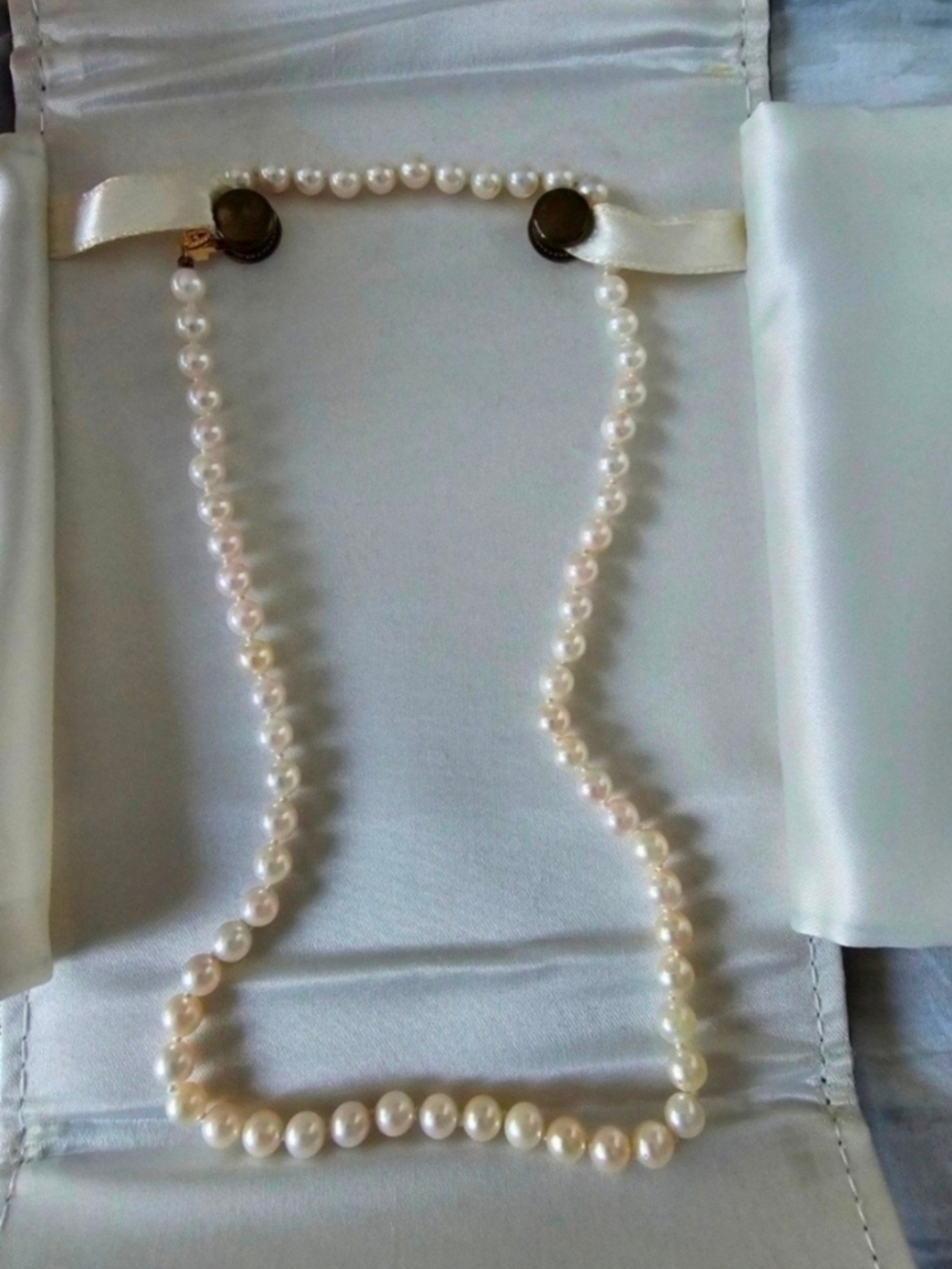 VINTAGE CULTURED FRESHWATER PEARL NECKLACE 14KT CLASP APPROX 18"